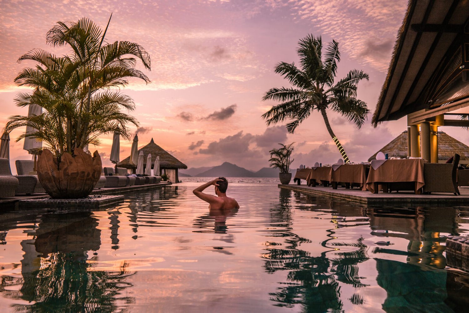 Luxury Swimming Pool In A Tropical Resort Relaxing Holidays