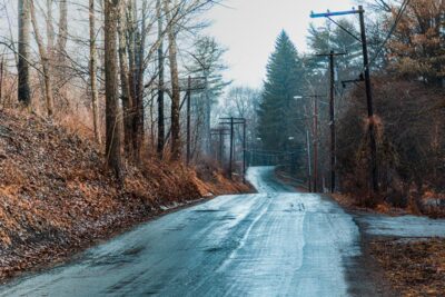 Fog Is Clearing Over A Rainy Country Road In Narrowsburg