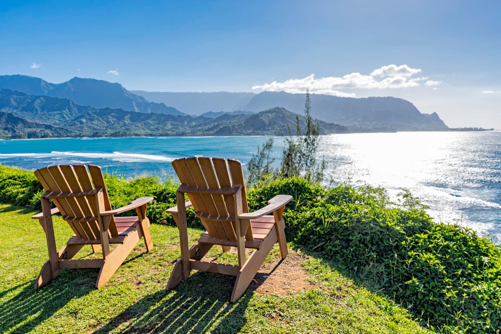 Lounging Chairs Overlooking Hanalei Bay And The Na Pali Coast