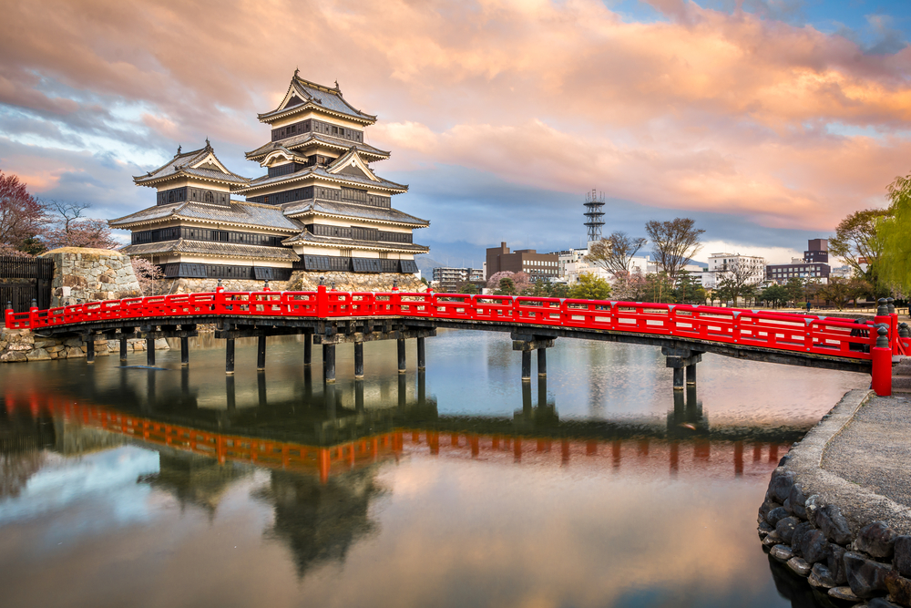 Matsumoto Castle (Matsumoto-jo), a Japanese premier historic castles in easthern Honshu, Matsumoto-shi, Chubu region, Nagano Prefecture, Japan