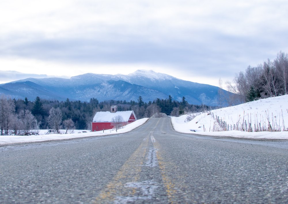 Rural Vermont Road With Views Of Mount Mansfield