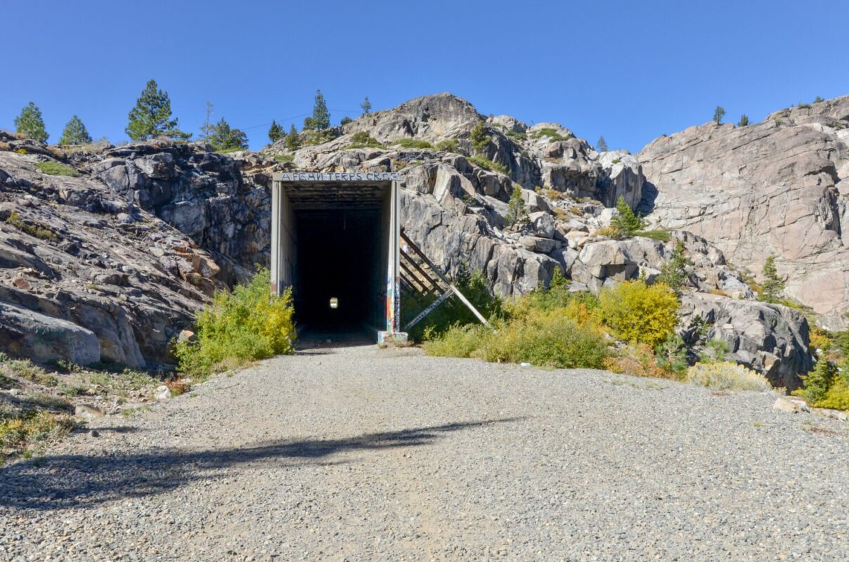 Old train tunnels nicknamed “China Wall” on Schallenberger Ridge near Donner Lake Truckee, Nevada county, California.