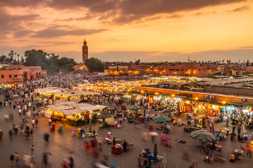 Jamaa El Fna Market Square Marrakesh Morocco North Africa. Jemaa