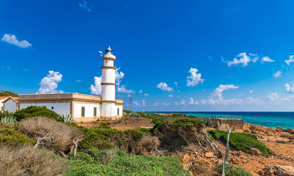 Lighthouse At Cap De Ses Salines On Majorca Island Spain