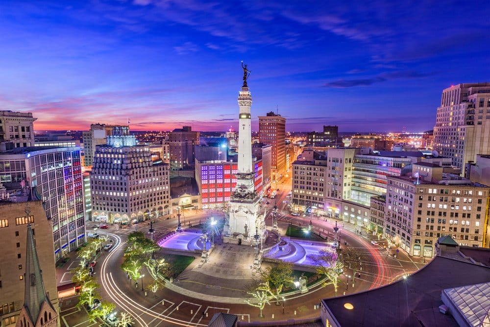 Indianapolis Indiana Usa Skyline Over Monument Circle.