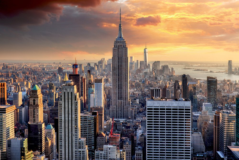 New York Skyline At Sunset