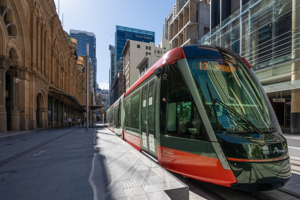 Sydney Australia Light Rail Outside QVB Building