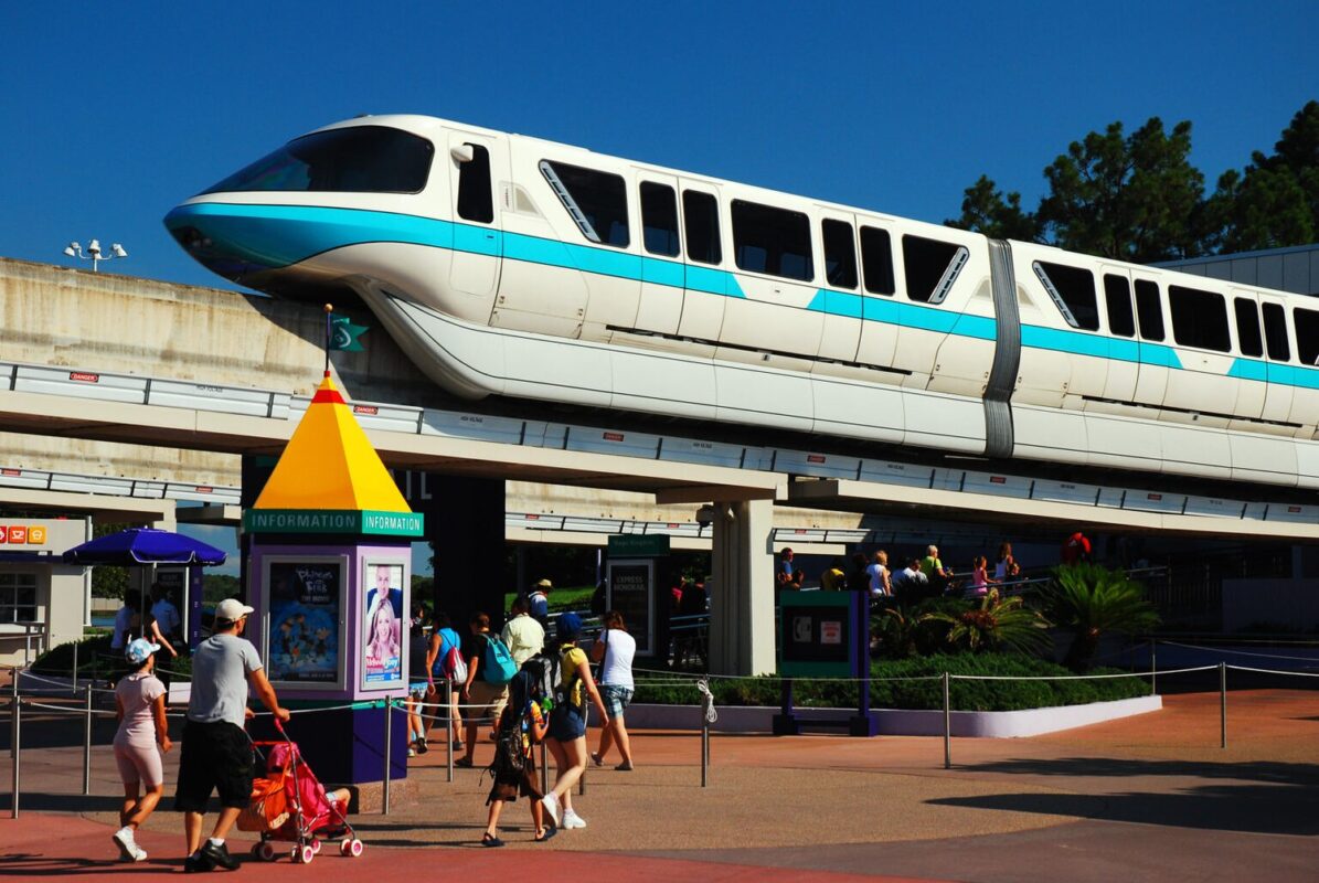 A family heads to the entrance of Walt Disney World in Orlando, Florida.