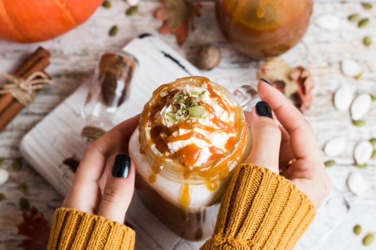 Spicy Pumpkin Latte With Spices And A Cap Of Whipped