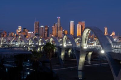 Downtown Los Angeles New 6th Street Bridge At Sunrise