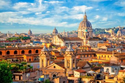 Aerial Panoramic Cityscape Of Rome, Italy,,Europe.