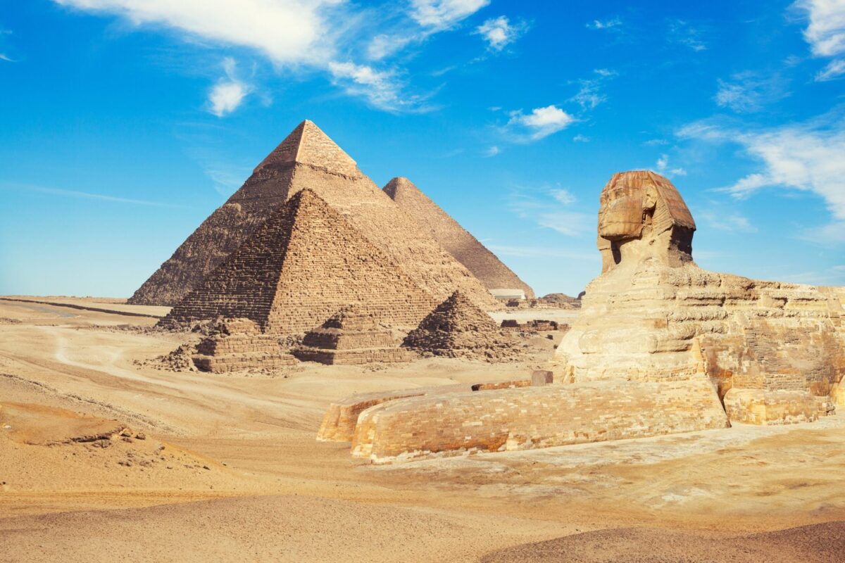 Stunning view of the pyramids in Giza, Egypt