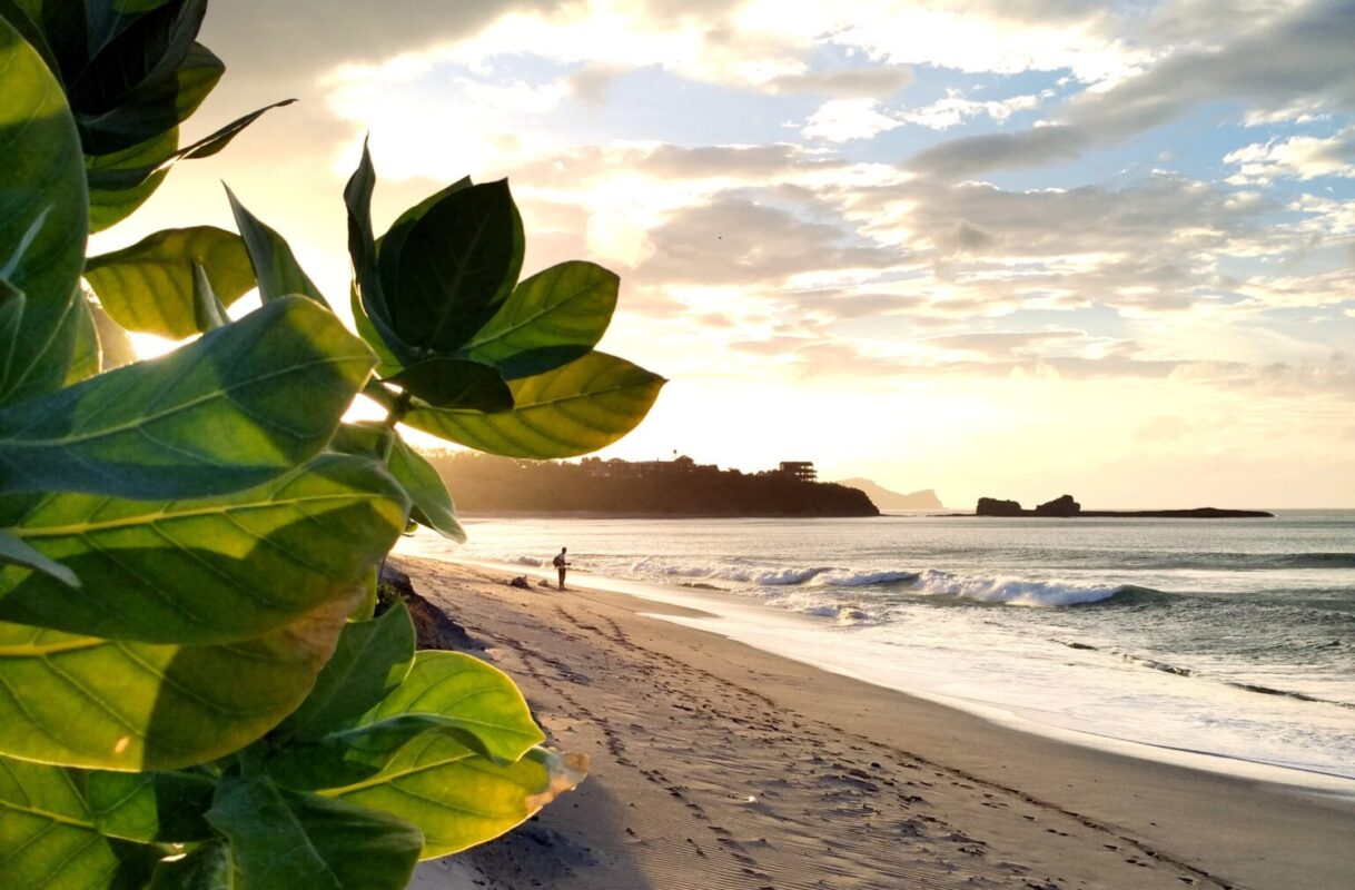 Beautiful day at the beach in Popoyo, Nicaragua, with deep color in the water and sunny weather. Popoyo is a surfers paradise.