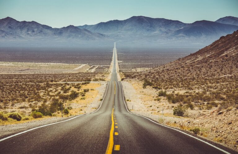 Panorama View Of An Endless Straight Road