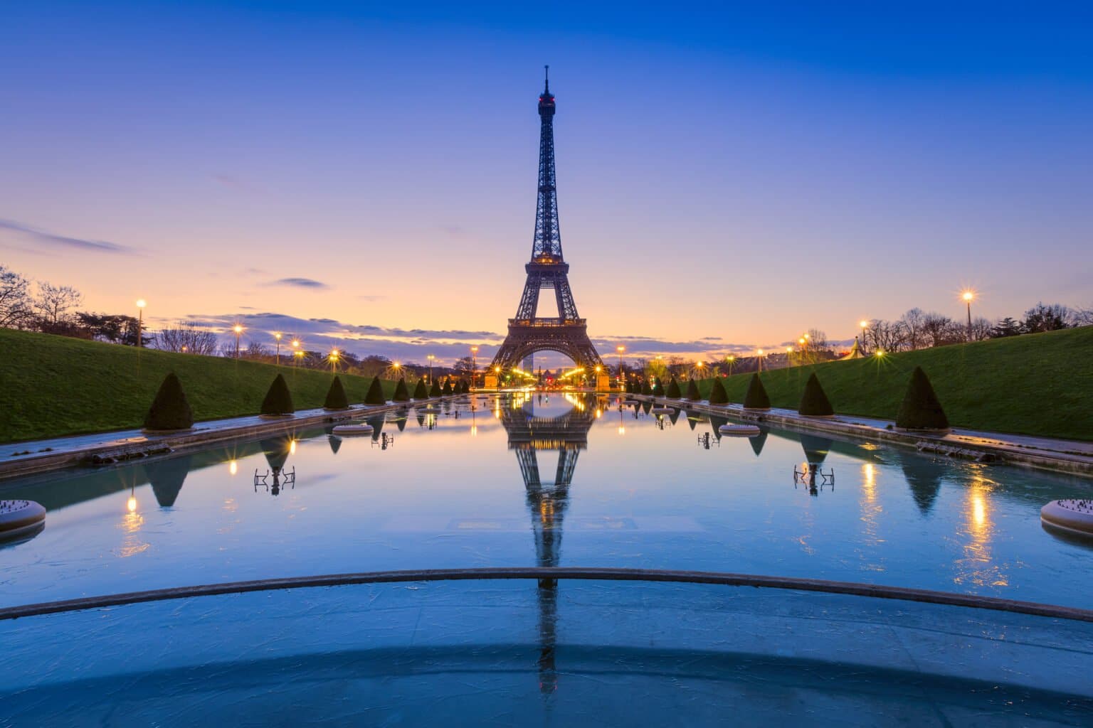 Frozen Reflections In Paris. Eiffel, Tower at Sunrise