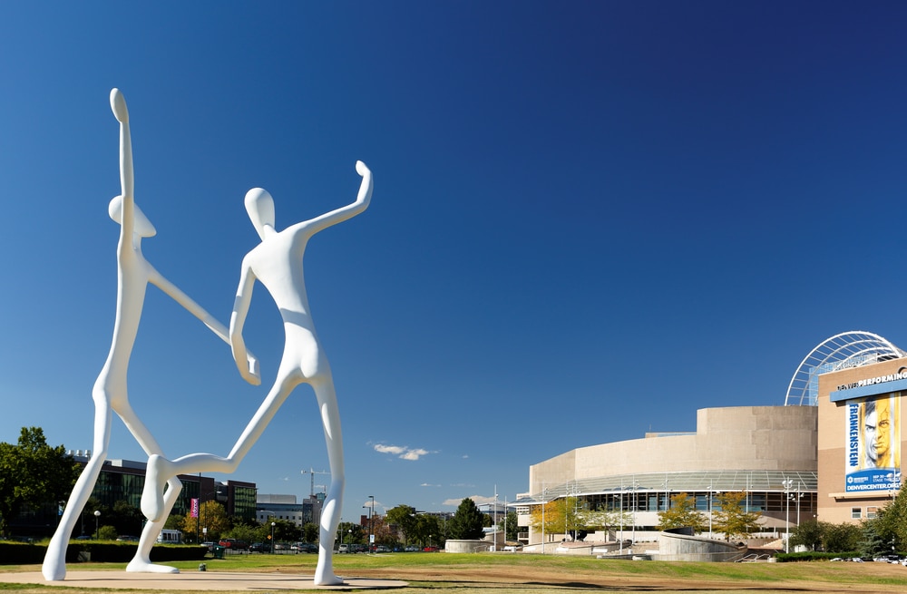 Denver Colorado, USA - Dancing Statute In Front of Denver Performing Art Complex, Denver, Colorado.