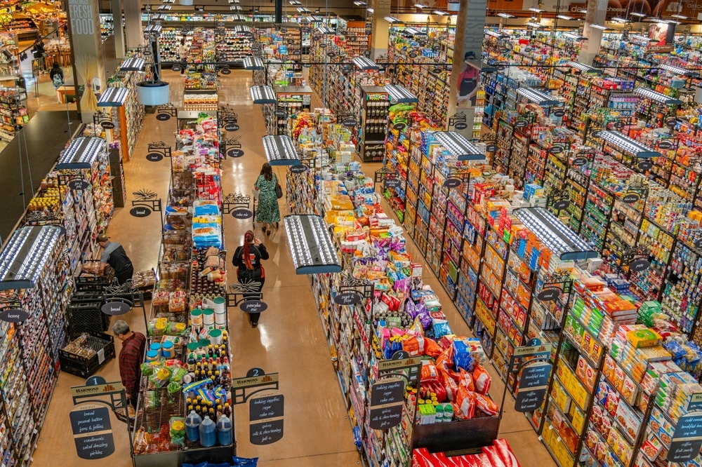 Salt Lake City, UT, US-March 17, 2024 View from above of a grocery store.