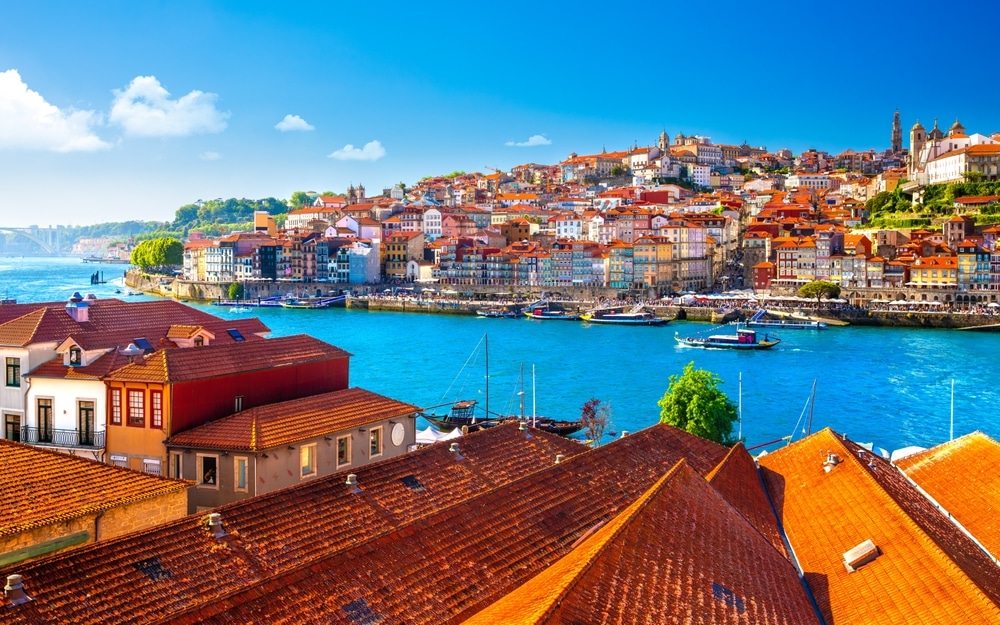 Beautiful view of the city of Porto on a beautiful summer day. Porto, Portugal