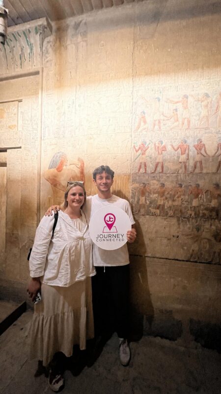 Couple exploring Art of ancient Egypt with the best USA based Egypt Travel Agency Journey Connect