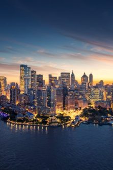 New,York,City,Panorama,Skyline,At,Sunrise.,Manhattan,Office,Buildings