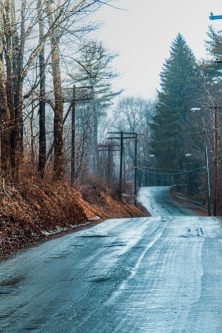 Fog,Is,Clearing,Over,A,Rainy,Country,Road,In,Narrowsburg,